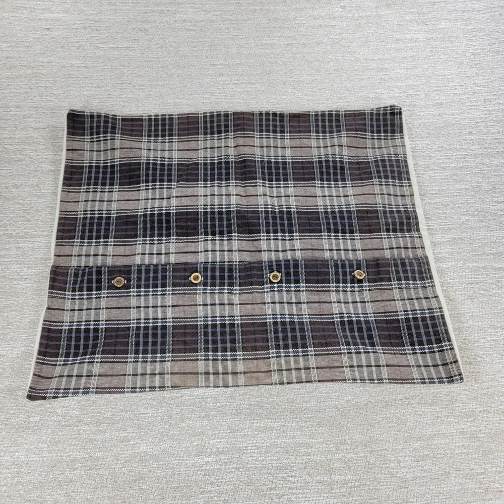 IKEA Alvine Lov Embroidered Floral Pillow Cover 20x24 Cream Cotton Plaid Back - Picture 3 of 16